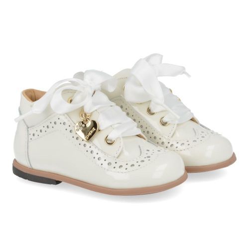 Cherie sneakers ecru Meisjes ( - ecru lak veterschoentje 0175/05) - Junior Steps