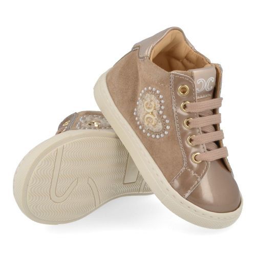 Cherie veterschoen taupe Meisjes (Eerste stap schoentje taupe - hartje  - 0227/12) - Junior Steps