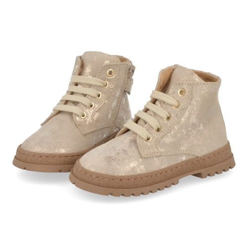 Cherie veterboot beige Meisjes (Veter boots beige - goud - 0211/06) - Junior Steps