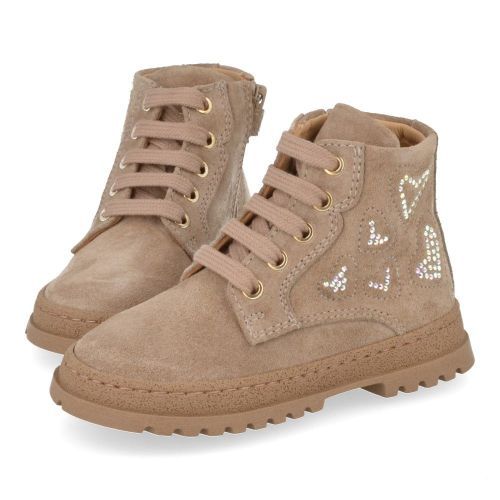 Cherie veterboot taupe Meisjes (Veter boots taupe - strass - 0203/12) - Junior Steps