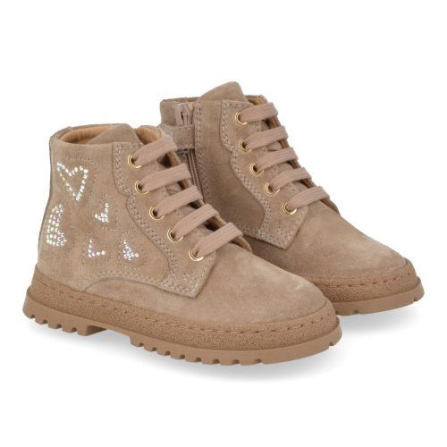 Cherie veterboot taupe Meisjes (Veter boots taupe - strass - 0203/12) - Junior Steps