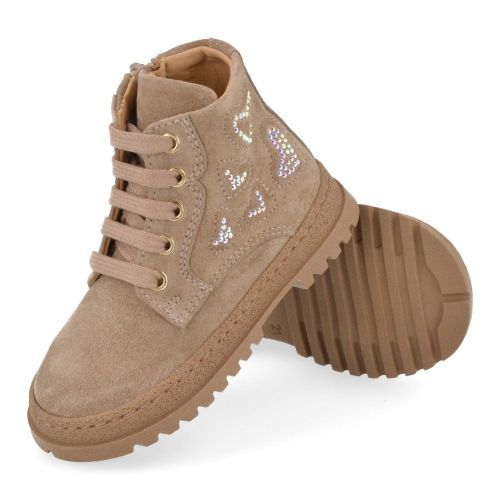 Cherie veterboot taupe Meisjes (Veter boots taupe - strass - 0203/12) - Junior Steps
