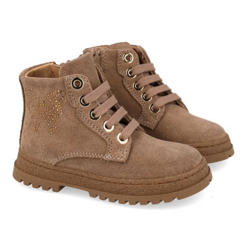 Cherie veterboot taupe Meisjes (Veter boots taupe - strass - 0288/03) - Junior Steps