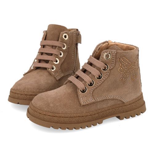 Cherie veterboot taupe Meisjes (Veter boots taupe - strass - 0288/03) - Junior Steps