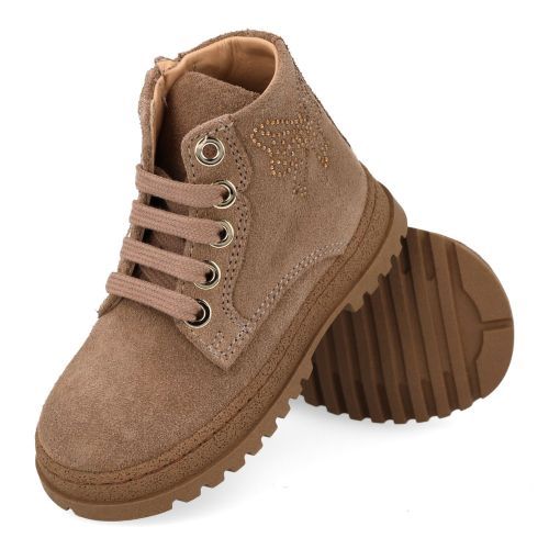 Cherie veterboot taupe Meisjes (Veter boots taupe - strass - 0288/03) - Junior Steps