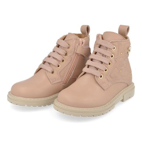 Cherie veterboot nude Meisjes (Veterboots kleur nudé-hartjes - 0157) - Junior Steps