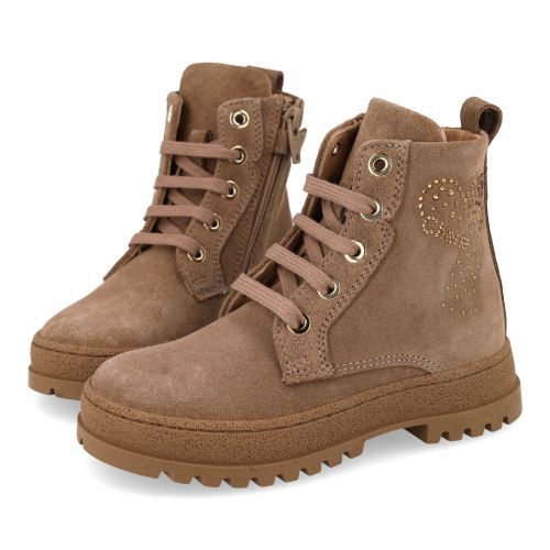 Cherie veterboot taupe Meisjes (Veterboots taupe -strass - 2404/02) - Junior Steps