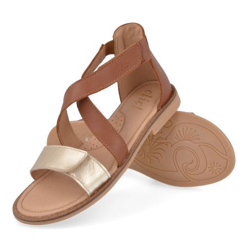 Clic! sandalen cognac Meisjes ( - cognac met goud sandaal20114) - Junior Steps