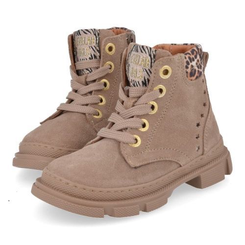 Develab veterboot taupe Meisjes (Veterboot in taupe - leopard - 47078 233) - Junior Steps