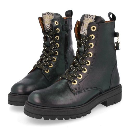 Develab veterboot Zwart Meisjes (veterboot in zwart- metallic glans - 42968  929) - Junior Steps