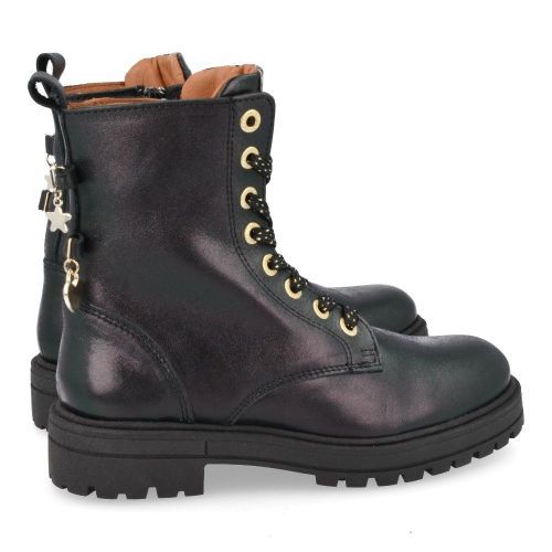 Develab veterboot Zwart Meisjes (veterboot in zwart- metallic glans - 42968  929) - Junior Steps