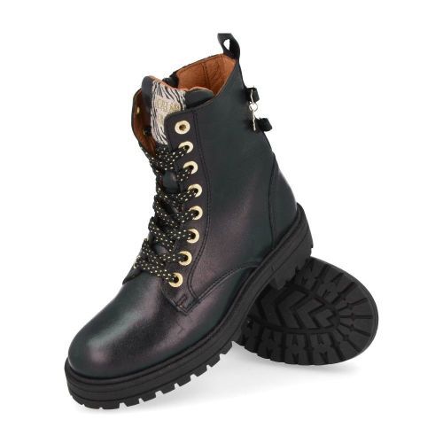 Develab veterboot Zwart Meisjes (veterboot in zwart- metallic glans - 42968  929) - Junior Steps