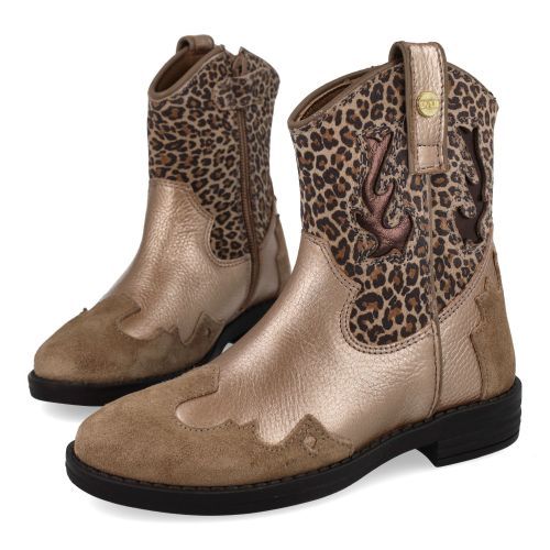 Develab veterboot taupe Meisjes (Westernboot taupe combi leopard - 44496 239) - Junior Steps