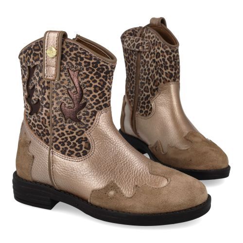 Develab veterboot taupe Meisjes (Westernboot taupe combi leopard - 44496 239) - Junior Steps