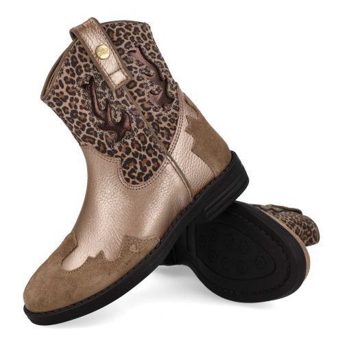 Develab veterboot taupe Meisjes (Westernboot taupe combi leopard - 44496 239) - Junior Steps