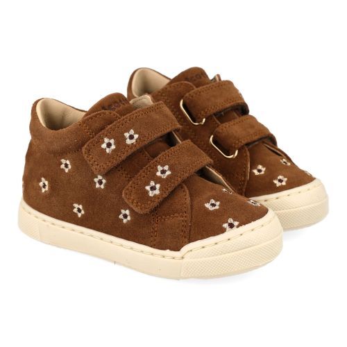 Falcotto sneakers lichtbruin Meisjes (Eerste stapschoentje bloementjes - snopes) - Junior Steps