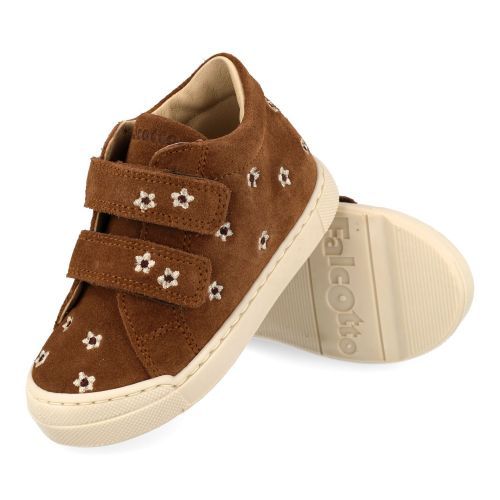 Falcotto sneakers lichtbruin Meisjes (Eerste stapschoentje bloementjes - snopes) - Junior Steps