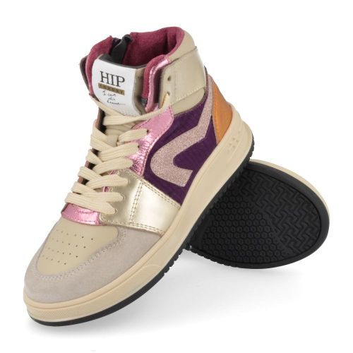 Hip sneakers beige Meisjes ( - beige paarse sneaker H1012) - Junior Steps