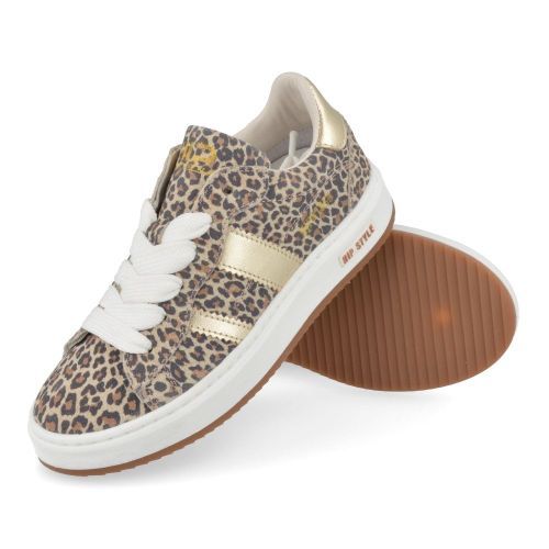 Hip sneakers beige Meisjes ( - beige sneaker met leopardprintH1811) - Junior Steps