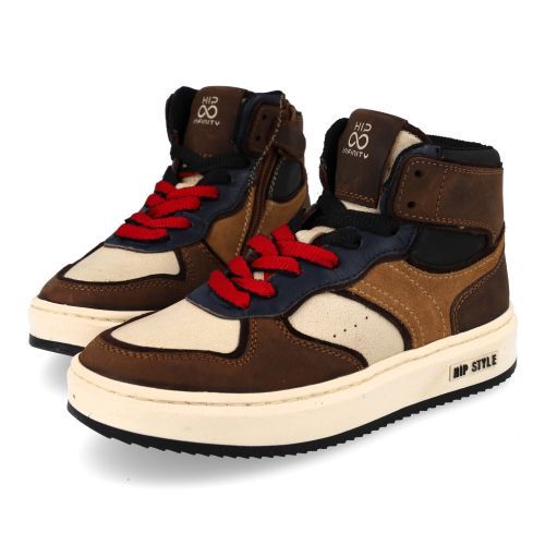 Hip sneakers bruin  (bruin blauwe sneaker - H1136) - Junior Steps