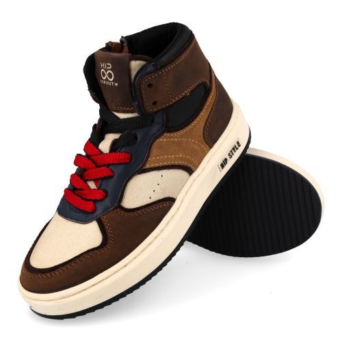 Hip sneakers bruin  (bruin blauwe sneaker - H1136) - Junior Steps