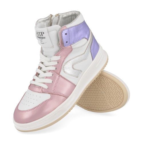Hip sneakers roze Meisjes ( - combi kleur metallic sneakerH1012/E) - Junior Steps