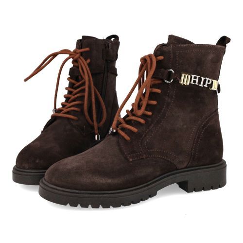 Hip veterboot donkerbruin Meisjes (donker bruin veterbottine - H1034) - Junior Steps