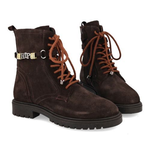 Hip veterboot donkerbruin Meisjes (donker bruin veterbottine - H1034) - Junior Steps