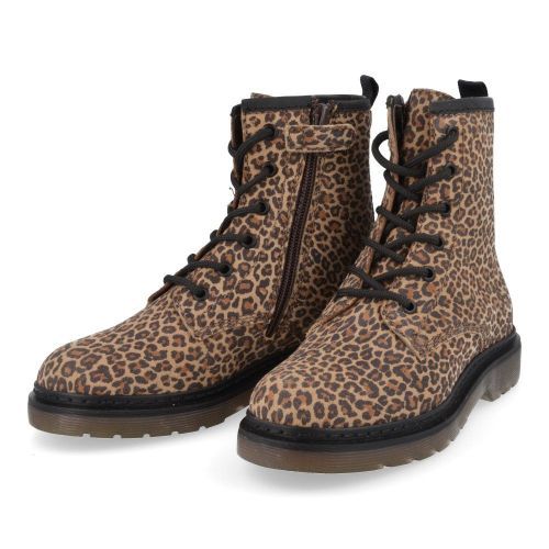 Hip veterboot camel Meisjes (Leopard suéde veterbottine - H1141/F) - Junior Steps