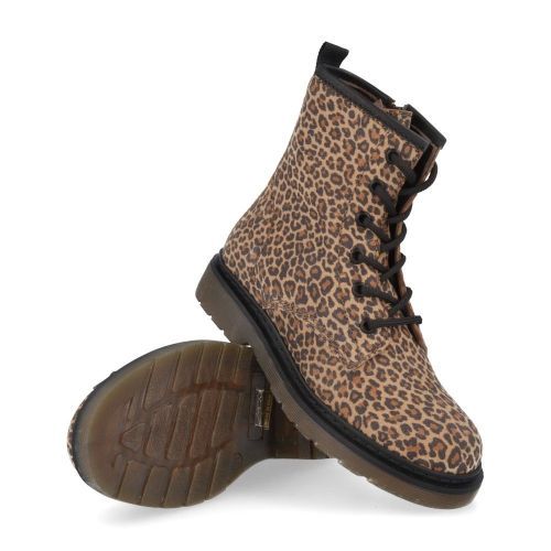 Hip veterboot camel Meisjes (Leopard suéde veterbottine - H1141/F) - Junior Steps