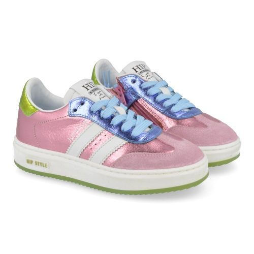 Hip sneakers roze Meisjes ( - Rozé metallic sneakerH1510/F) - Junior Steps