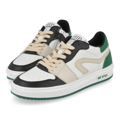 Hip sneakers Zwart  ( - witte sneaker met groen H1015) - Junior Steps