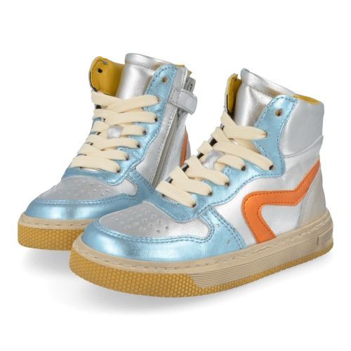 Hip sneakers blauw Meisjes ( - zilver blauwe sneakerH1301) - Junior Steps