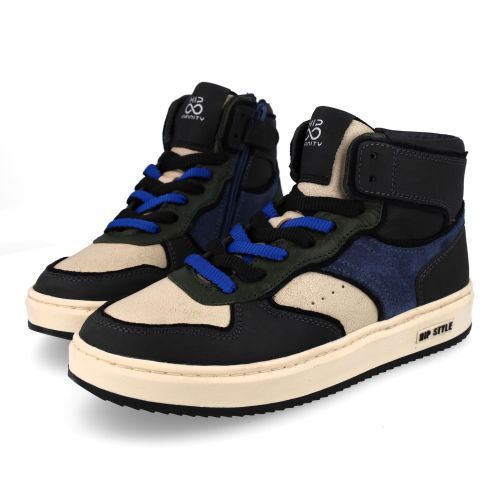 Hip sneakers blauw  (zwart blauwe sneaker - H1136) - Junior Steps