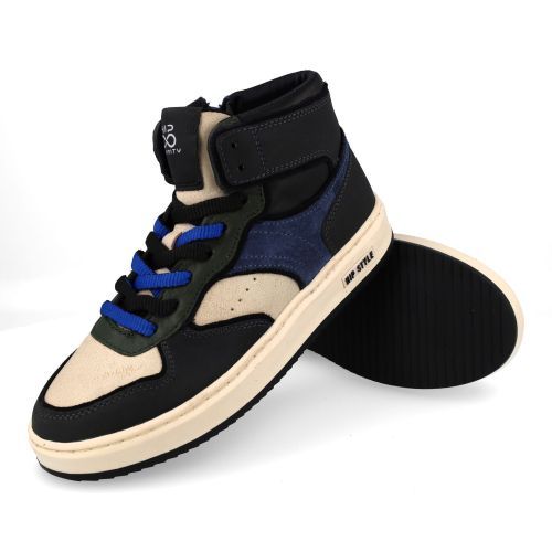 Hip sneakers blauw  (zwart blauwe sneaker - H1136) - Junior Steps