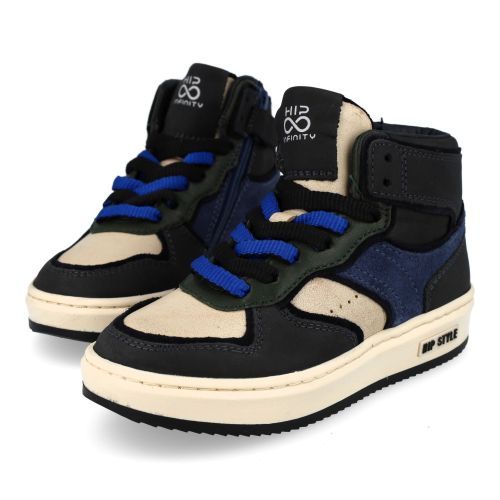 Hip sneakers blauw  (zwart blauwe sneaker - H1136) - Junior Steps