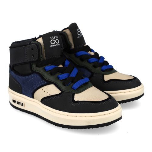 Hip sneakers blauw  (zwart blauwe sneaker - H1136) - Junior Steps