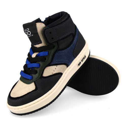 Hip sneakers blauw  (zwart blauwe sneaker - H1136) - Junior Steps
