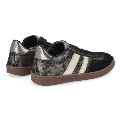 Hip sneakers Zwart Meisjes (zwarte glitter suéde sneaker - H1103/X) - Junior Steps
