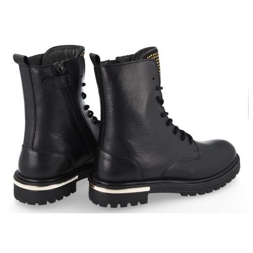 Hip veterboot Zwart Meisjes (zwarte veterbottine - H1130) - Junior Steps