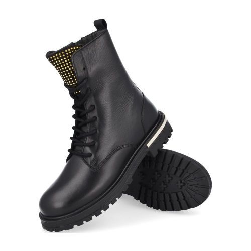 Hip veterboot Zwart Meisjes (zwarte veterbottine - H1130) - Junior Steps