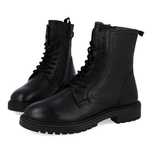 Hip veterboot Zwart Meisjes (zwarte veterbottine - H1234) - Junior Steps