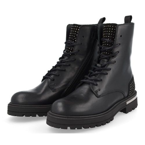 Hip veterboot Zwart Meisjes ( - zwarte veterbottineH1138/A) - Junior Steps