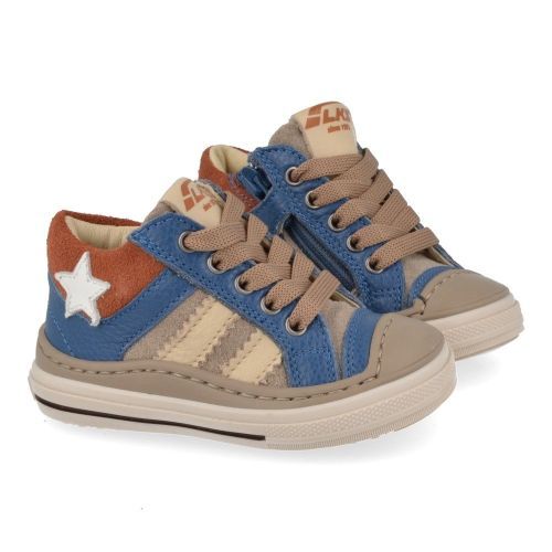 Luca sneakers blauw Jongens ( - blauw beige sneaker met kruipneus2404) - Junior Steps