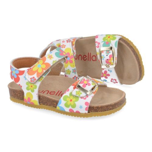 Lunella sandalen wit Meisjes ( - witte voetbedsandaal met bloemenprint23412) - Junior Steps