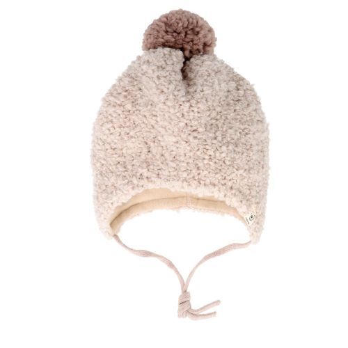 Maximo mutsen beige Meisjes (muts beige teddy met pompon  - 35574-291100) - Junior Steps