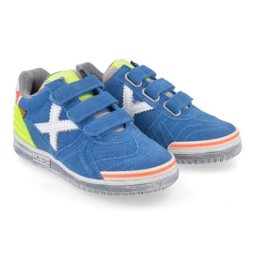 Munich sneakers blauw Jongens ( - blauwe sneaker met geel en oranje1514302) - Junior Steps