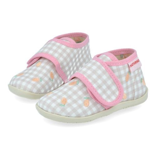 Naturino Pantoffels beige Meisjes (binnenhuispantoffel in vichyruitjes - ausia) - Junior Steps