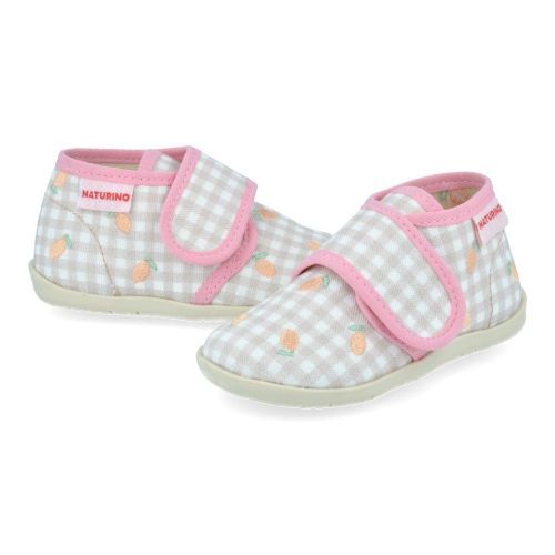 Naturino Pantoffels beige Meisjes (binnenhuispantoffel in vichyruitjes - ausia) - Junior Steps