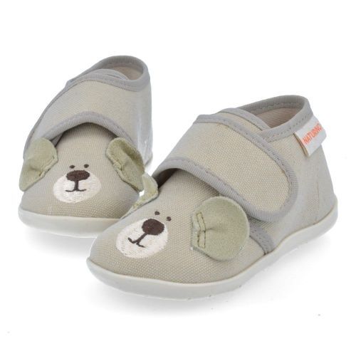 Naturino Pantoffels beige  (Kinder pantoffel beige met beertje - bidaim) - Junior Steps